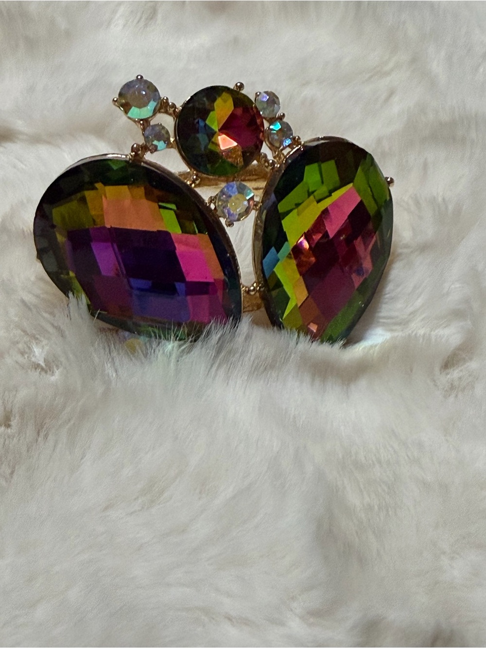Multicolor Crystal Statement Clamper Bracelet